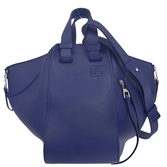 Loewe Navy Hammock 2way Shoulder Tote Handbag in Navy Leather from AMORE Vintage Tokyo