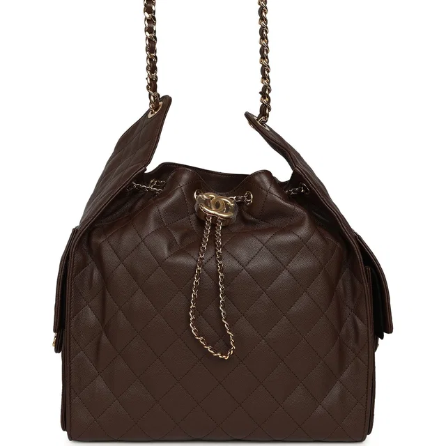 Chanel Medium 25 Hobo Bag Dark Brown Caviar Gold Hardware in Brown Caviar leather from Madison Avenue Couture