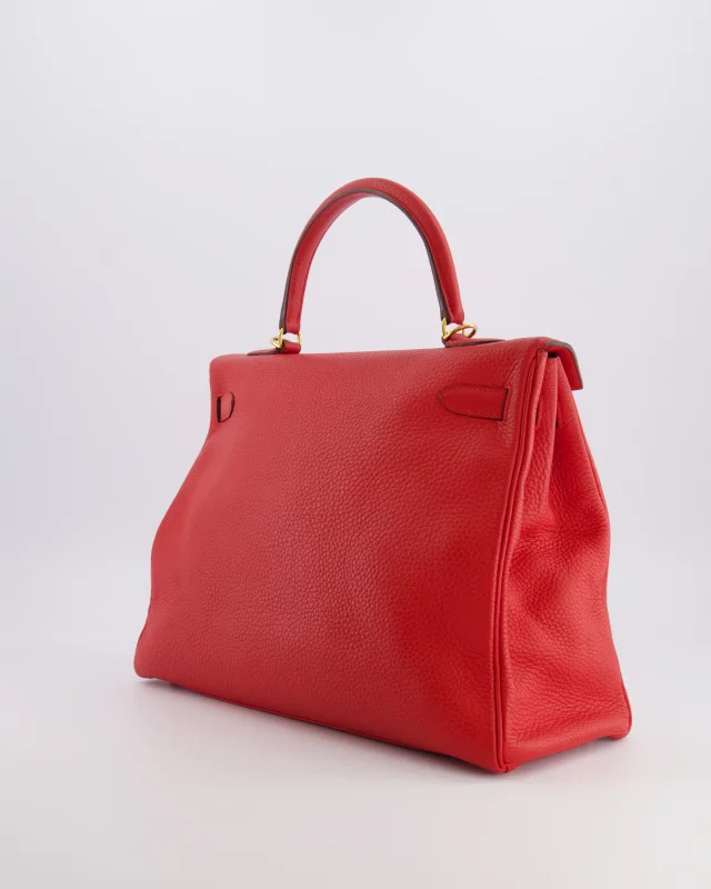 Hermès Kelly 35 Retourne Bag in Red Clemence leather from Sellier, photo 8 of 21