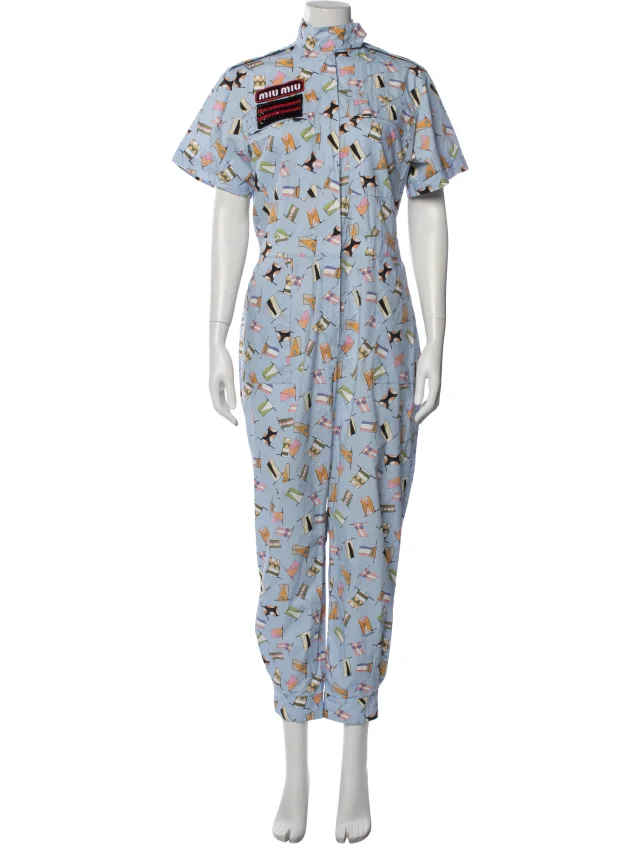 Miu Miu 2018 Silk Jumpsuit in blue Silk from The RealReal
