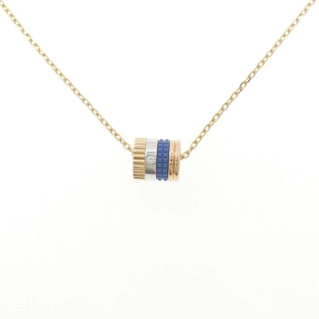 Boucheron Quatre Blue Small Au750 Three Color Gold Ceramic Diamond Necklace in Blue Ceramic from LuxUness
