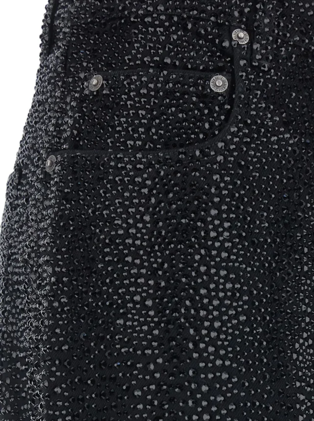 Golden goose Black Jeans with Belt Loops and All-Over Crystal Decoration in Denim for Women in Black 100% Cotton, photo 5 of 6 from Gaudenzi Boutique