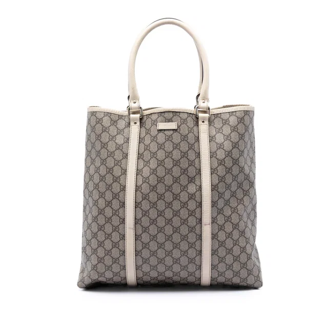 Beige Gucci GG Supreme Joy Vertical Tote in Beige Coated canvas from Designer Revival