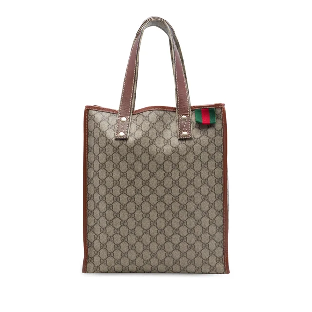 Beige Gucci GG Supreme Web Tote in Beige Coated canvas from Designer Revival