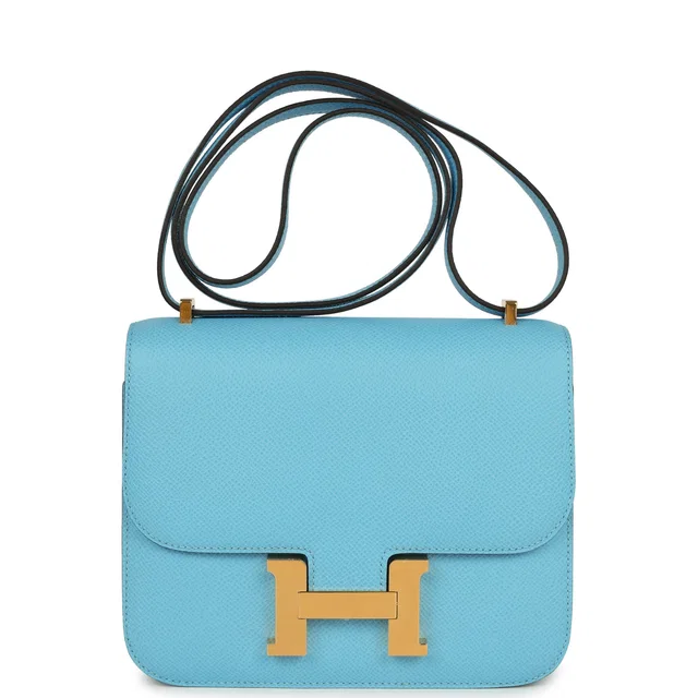 Hermès Constance 1-18 Celeste Epsom Gold Hardware in Epsom leather from Madison Avenue Couture