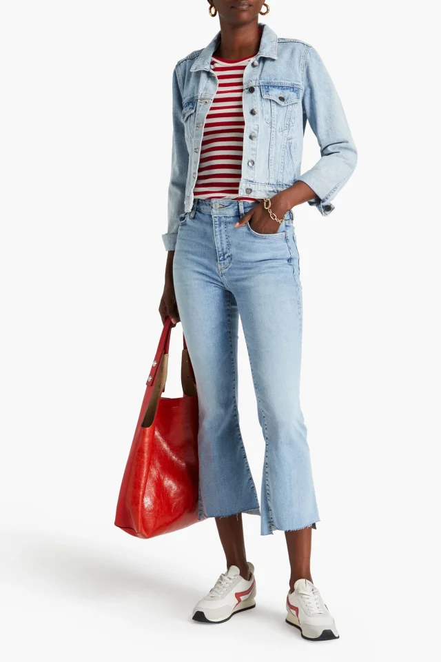 Frame Le Crop Mini Boot High-Rise Bootcut Jeans in Light denim, photo 2 of 4 from THE OUTNET