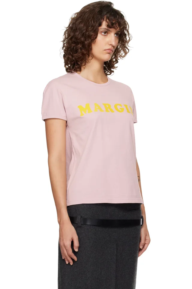 MM6 Maison Margiela Pink 'Margie' T-Shirt, photo 2 of 4 from SSENSE