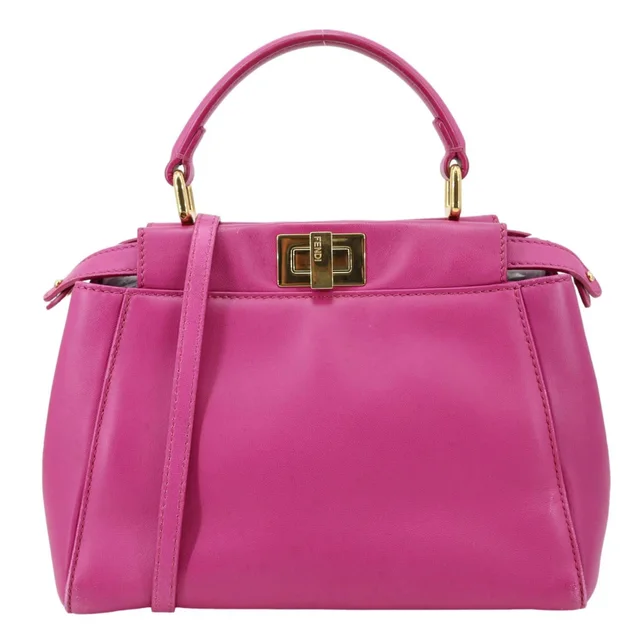 Fendi Peekaboo ISEEU Leather Satchel Bag Pink in Pink Leather from Dallas Designer Handbags