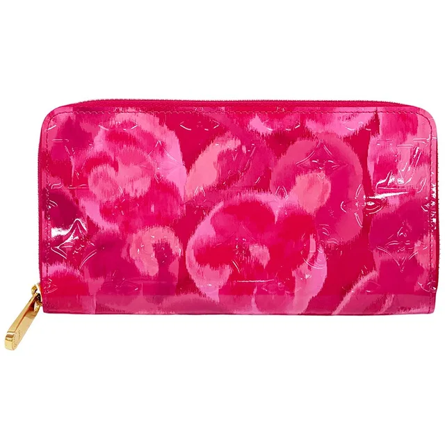 Louis Vuitton Wallet Monogram Ikat Flower Vernis Zippy Rose Indien Pink in Pink from The Reluxe
