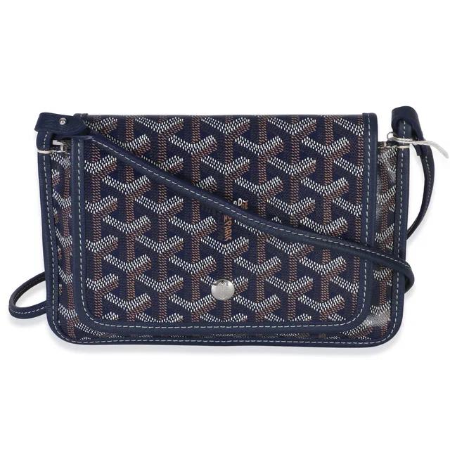 Goyard Navy Goyardine Canvas Plumet Wallet Blue Handbag in Navy Canvas from HEWI