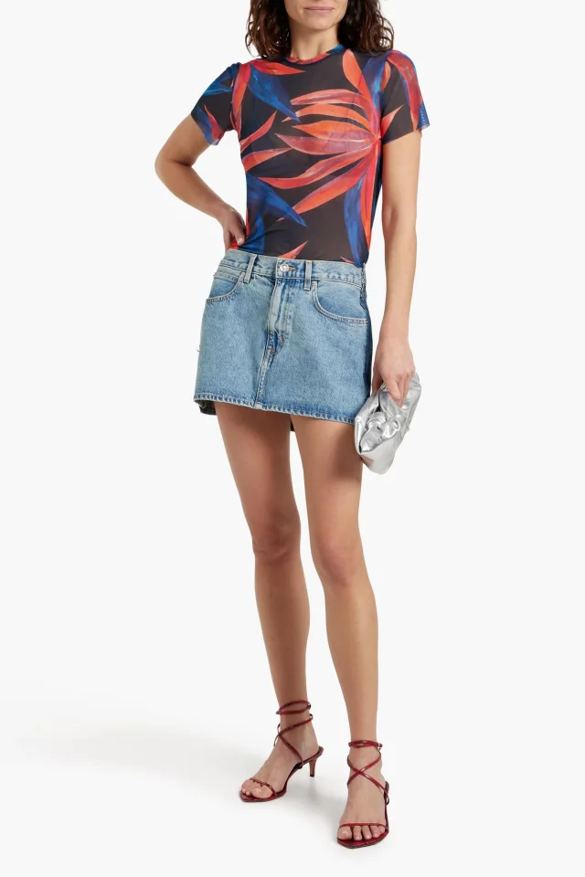 Slvrlake Re-Work Paneled Denim Mini Skirt in Light denim, photo 2 of 4 from THE OUTNET
