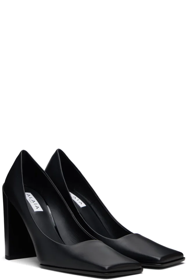 ALAÏA Black Shiny Calf 90 Heels, photo 4 of 4 from SSENSE