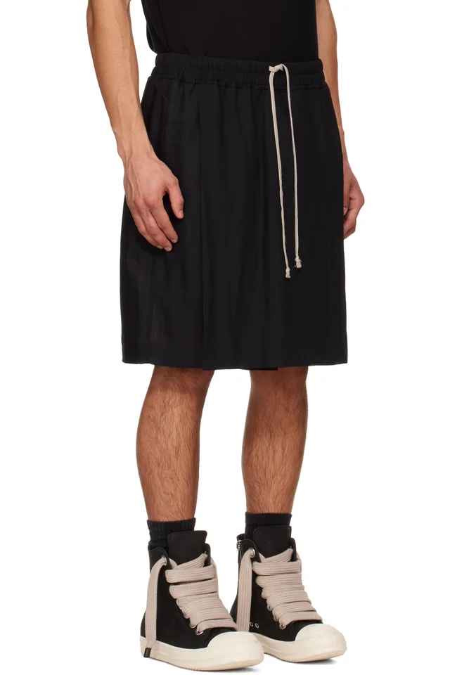 Rick Owens Black Temple Kilt Shorts, photo 2 of 4 from SSENSE