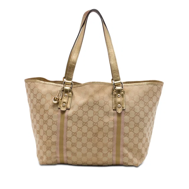 Gold Gucci Large GG Canvas Jolicoeur Tote in Gold Canvas from Designer Revival