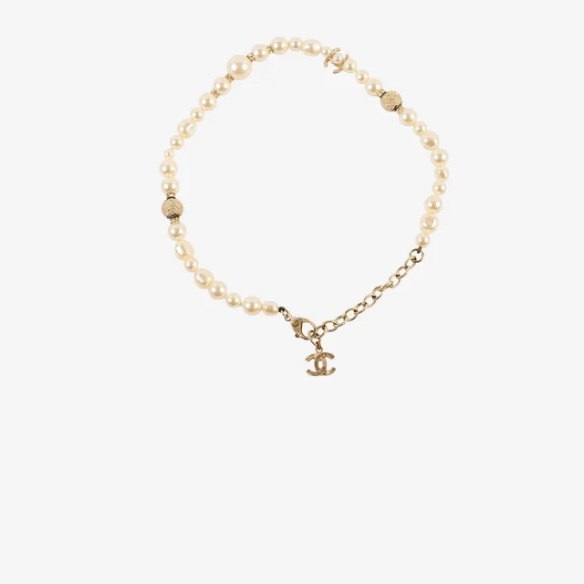 Chanel Pearl Bead CC Logo Chocker Necklace from The Purse Affair