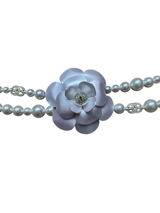 Chanel Camelia Pearl Choker in Leather from Luxury Promise