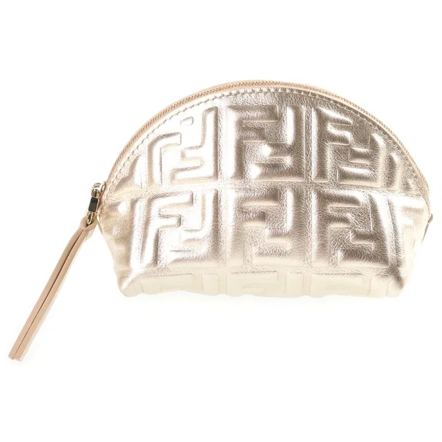 Fendi Zucca Baguette Pouch Case Gold Nappa Leather in Gold Nappa leather from The Reluxe