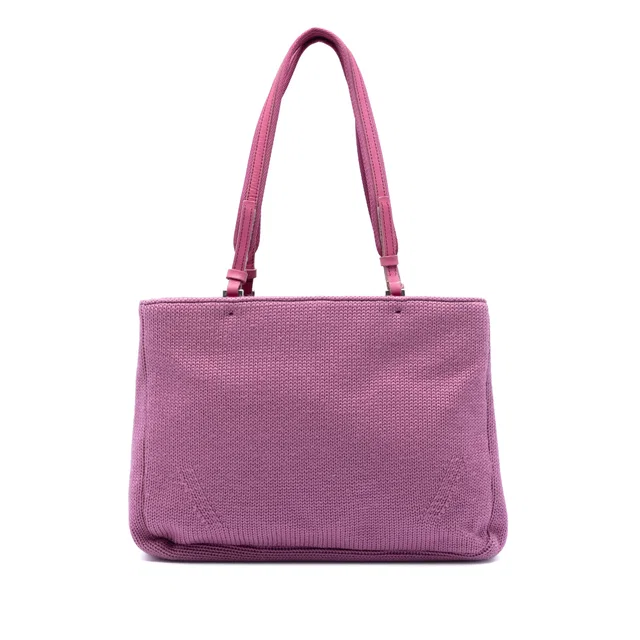 Pink Prada Knitted Wool Tote in Pink Wool from Designer Revival