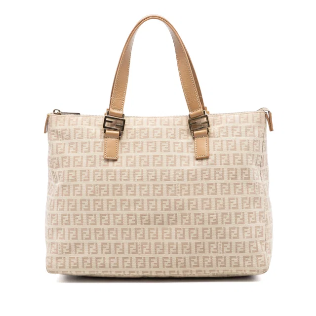 Beige Fendi Zucchino Canvas Tote in Beige Canvas from Designer Revival