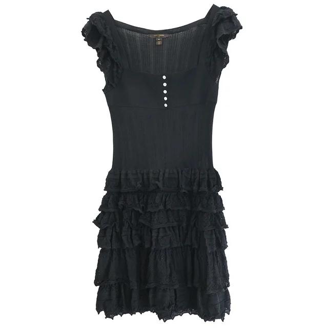 Louis Vuitton 2011 Dress Black #M in Black Silk from AMORE Vintage Tokyo