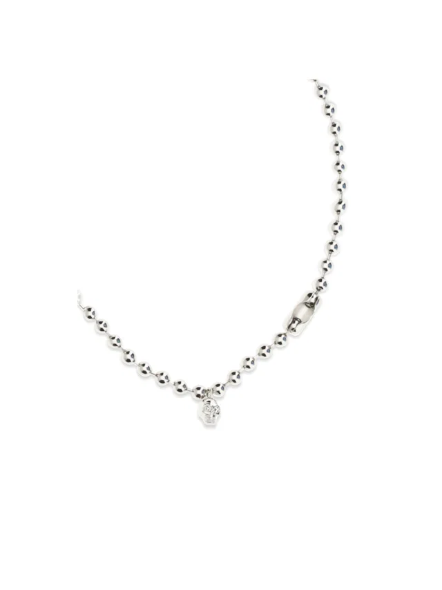 Alexander McQueen Pearl Skull Necklace — Silver Brass Necklaces in Silver from HEWI