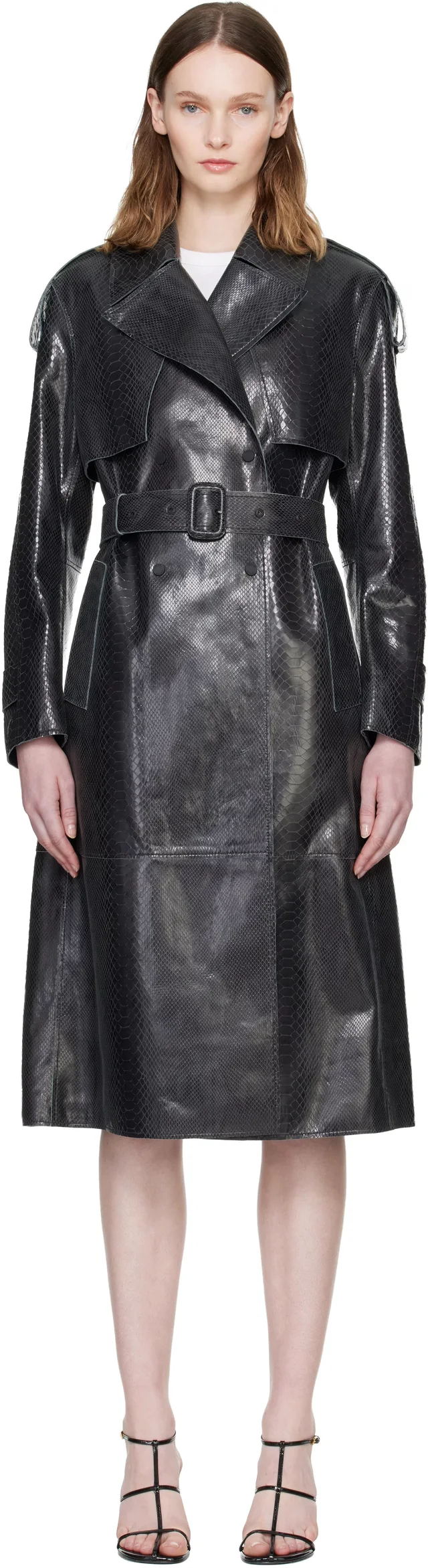MACKAGE Black CARMELA-SNK Snake Pattern Leather Coat, photo 5 of 7 from SSENSE