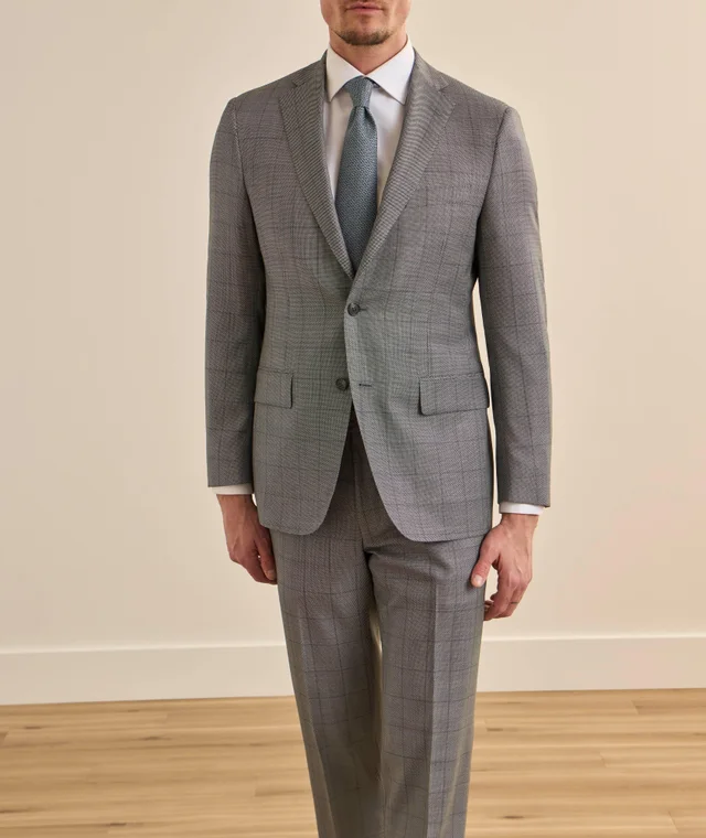 Samuelsohn Cosmo Birdseye Windowpane Wool Suit in Mid Grey, photo 2 of 4 from Harry Rosen
