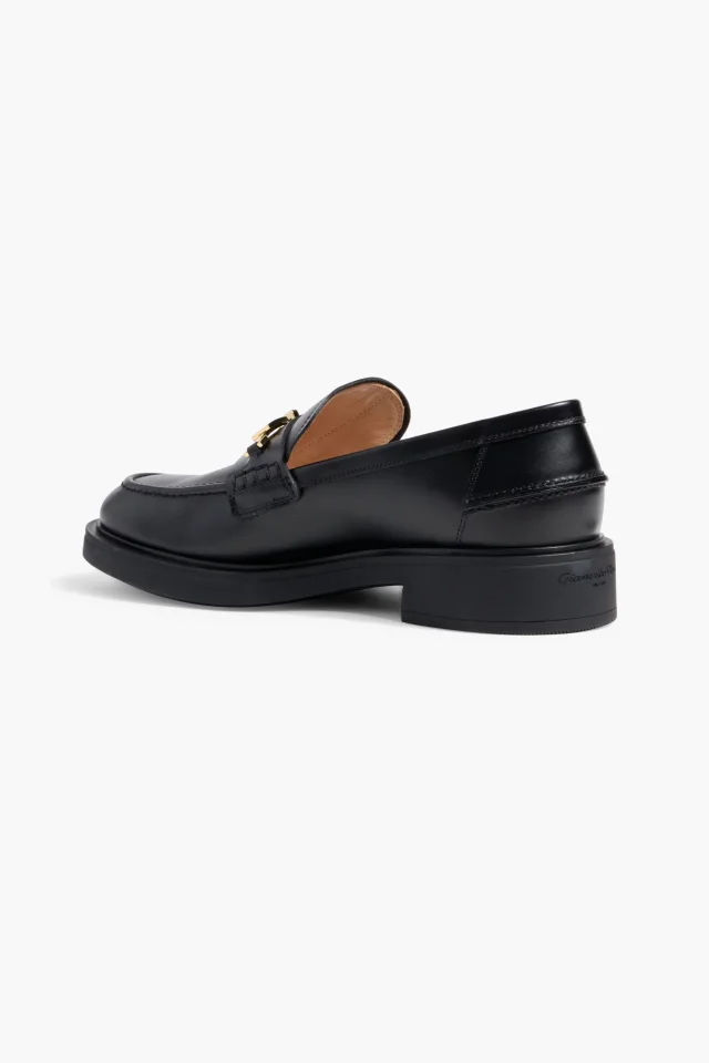 Gianvito Rossi Martine Buckle-Embellished Leather Loafers in Black, photo 3 of 4 from THE OUTNET