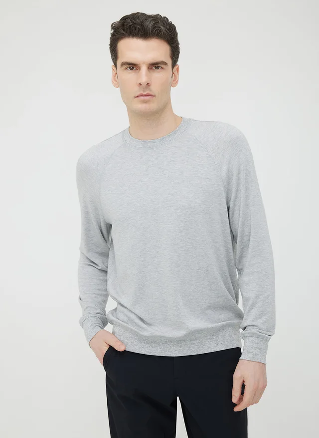 Kit and Ace Brushed Long Sleeve Crewneck Tee in Grey Brushed French Terry from Kit and Ace, photo 1 of 1