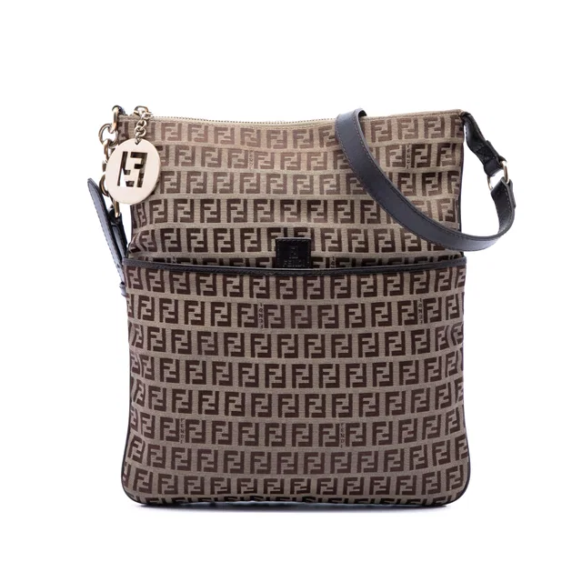 Beige Fendi Zucchino Canvas Crossbody in Beige Canvas from Designer Revival