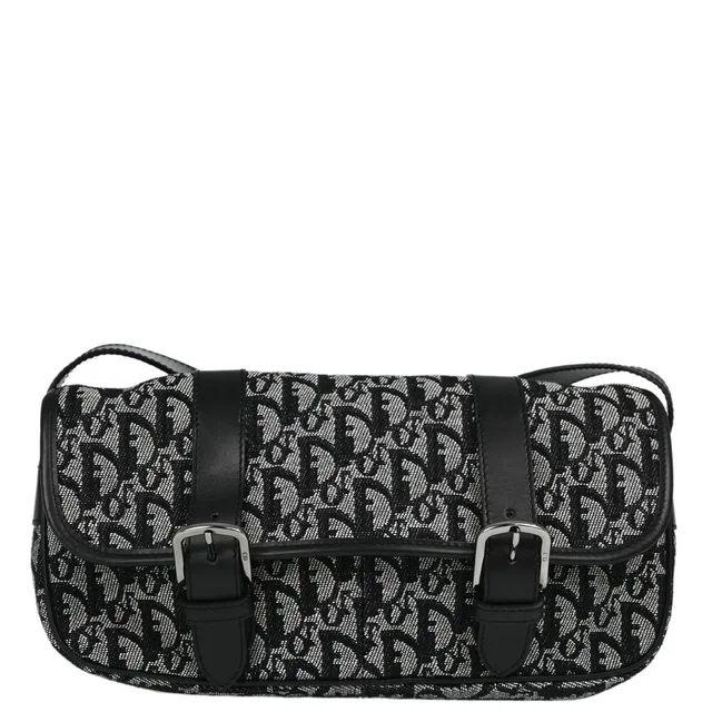 Dior 2003 Black Trotter Shoulder Bag in Black Canvas from AMORE Vintage Tokyo
