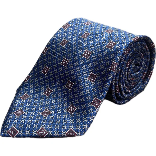 Givenchy Vintage Monsieur Silk Tie Blue Geometric Medallion Made In Italy 3.5" in blue|gold Silk from Poshmark, photo 1 of 1