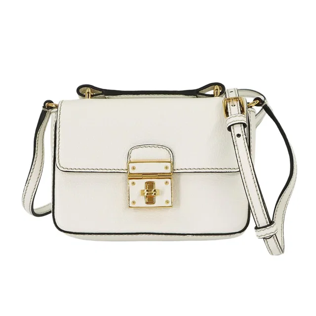 Dolce & Gabbana Rosalia Mini Top Handle 2-Way Bag Leather White in White Leather from The Reluxe