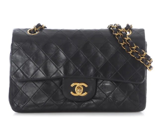 Chanel Vintage Small Black Quilted Lambskin Classic Double Flap from Ann's Fabulous Finds