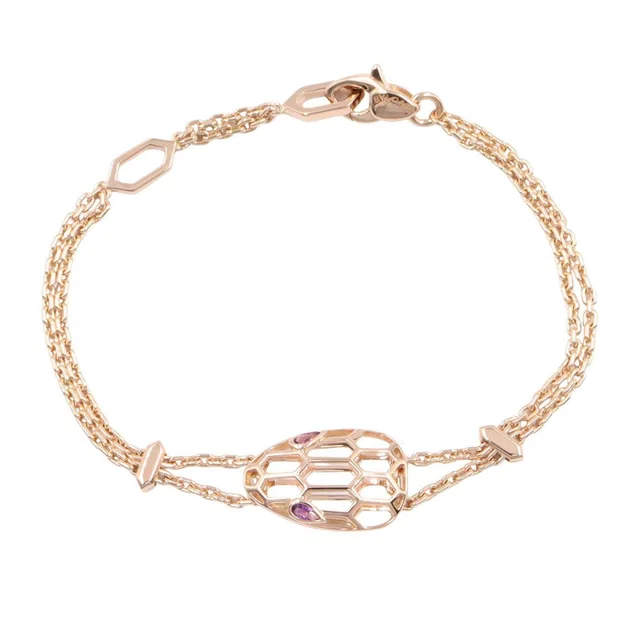 Bvlgari Serpenti Au750 Pink Gold Amethyst Bracelet in Pink from LuxUness