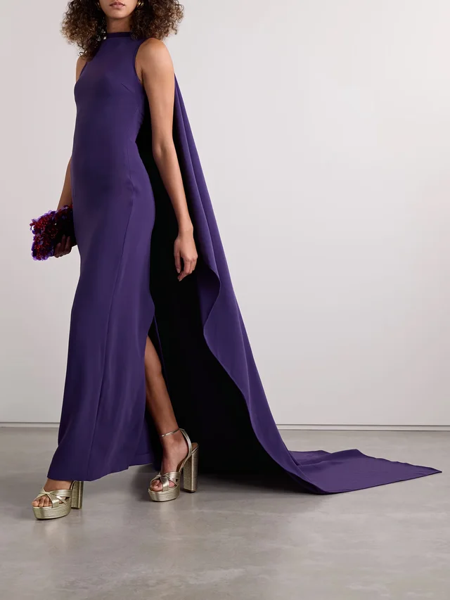 SOLACE LONDON Kaila cape-effect crepe gown in Purple, photo 2 of 2 from NET-A-PORTER (Canada)
