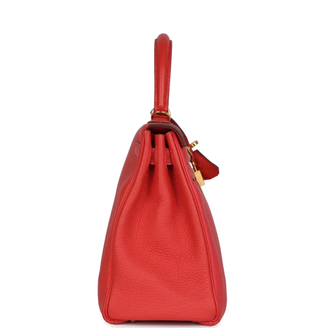 Hermès Kelly Retourne 28 Rouge Pivoine Togo Gold Hardware in Red Togo leather from Madison Avenue Couture, photo 3 of 9