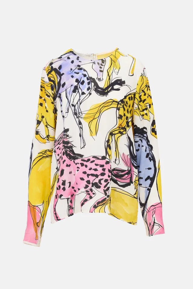 Stella McCartney Crepe Printed Top in Multicolor from VSP Consignment