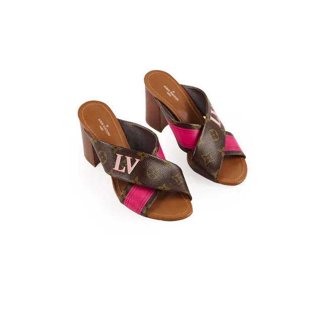 Louis Vuitton Panorama Slide Mule Monogram Size 37.5 in Canvas from The Purse Affair