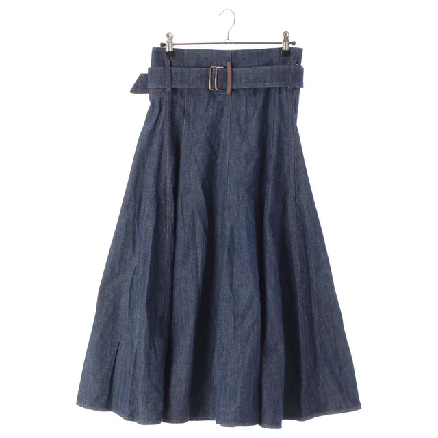 Brunello Cucinelli Denim Monile Bijou Flare Skirt with Belt Blue 38 in Blue Denim from The Reluxe