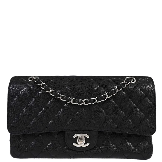Chanel 2010-2011 Black Caviar Medium Classic Double Flap Shoulder Bag in Black Caviar leather from AMORE Vintage Tokyo