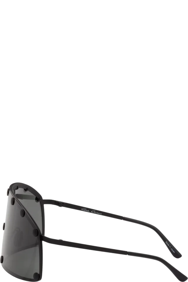 Rick Owens Black Temple Shielding Sunglasses, photo 3 of 4 from SSENSE