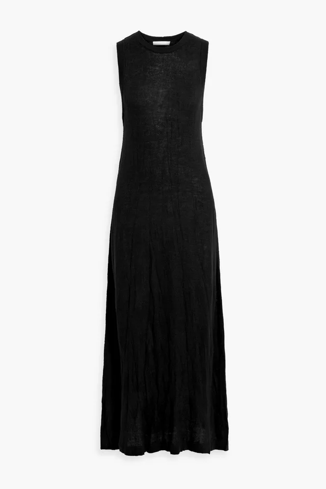 Helmut Lang Crinkled Merino Wool-Blend Midi Dress in Black from THE OUTNET, photo 1 of 1