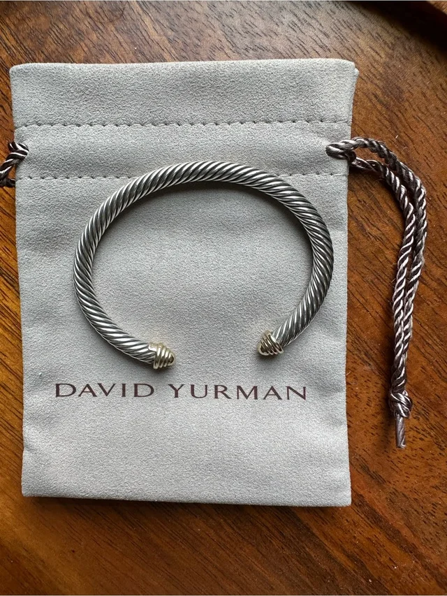 David Yurman Cable Bracelet In Sterling Silver & 14k Gold Domes, 5mm Size Small in silver|gold|gray from Poshmark