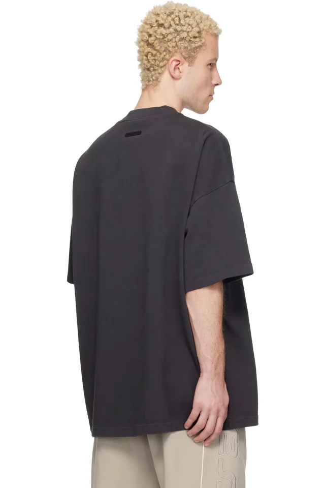 Fear of God ESSENTIALS Black Campus 90s Short Sleeve T-shirt, photo 3 of 4 from SSENSE