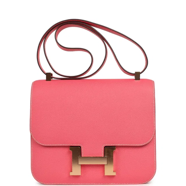 Hermès Special Order (HSS) Constance 24 Rose Azalee Verso Epsom Gold Hardware in Pink Epsom leather from Madison Avenue Couture