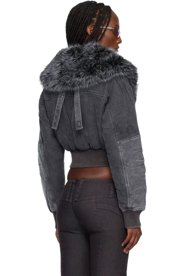 Miss Sixty Black KNWLS Edition Padded Denim Bomber Jacket, photo 3 of 3 from SSENSE