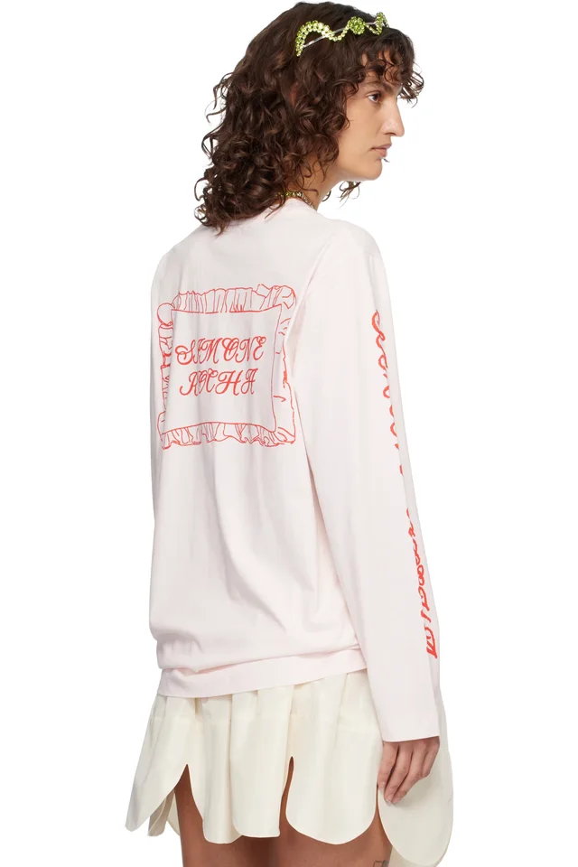 Simone Rocha Pink Pillowcase Logo Print Long Sleeve T-shirt, photo 3 of 5 from SSENSE