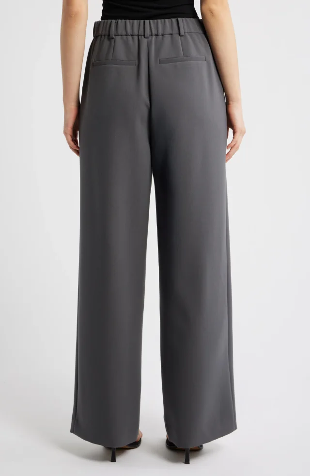 Open Edit Icon Twill High Waist Wide Leg Trousers in Grey, photo 4 of 8 from Nordstrom Rack