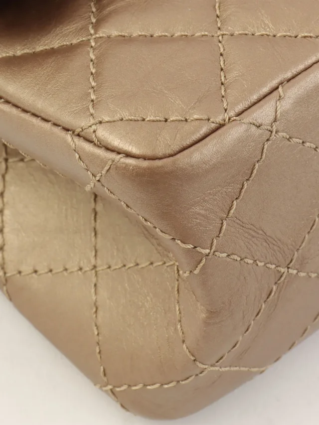 Chanel 2012 Vintage 2.55 Classic Flap Chain Bag Bronze in Leather from VINTAGE QOO TOKYO, photo 8 of 12